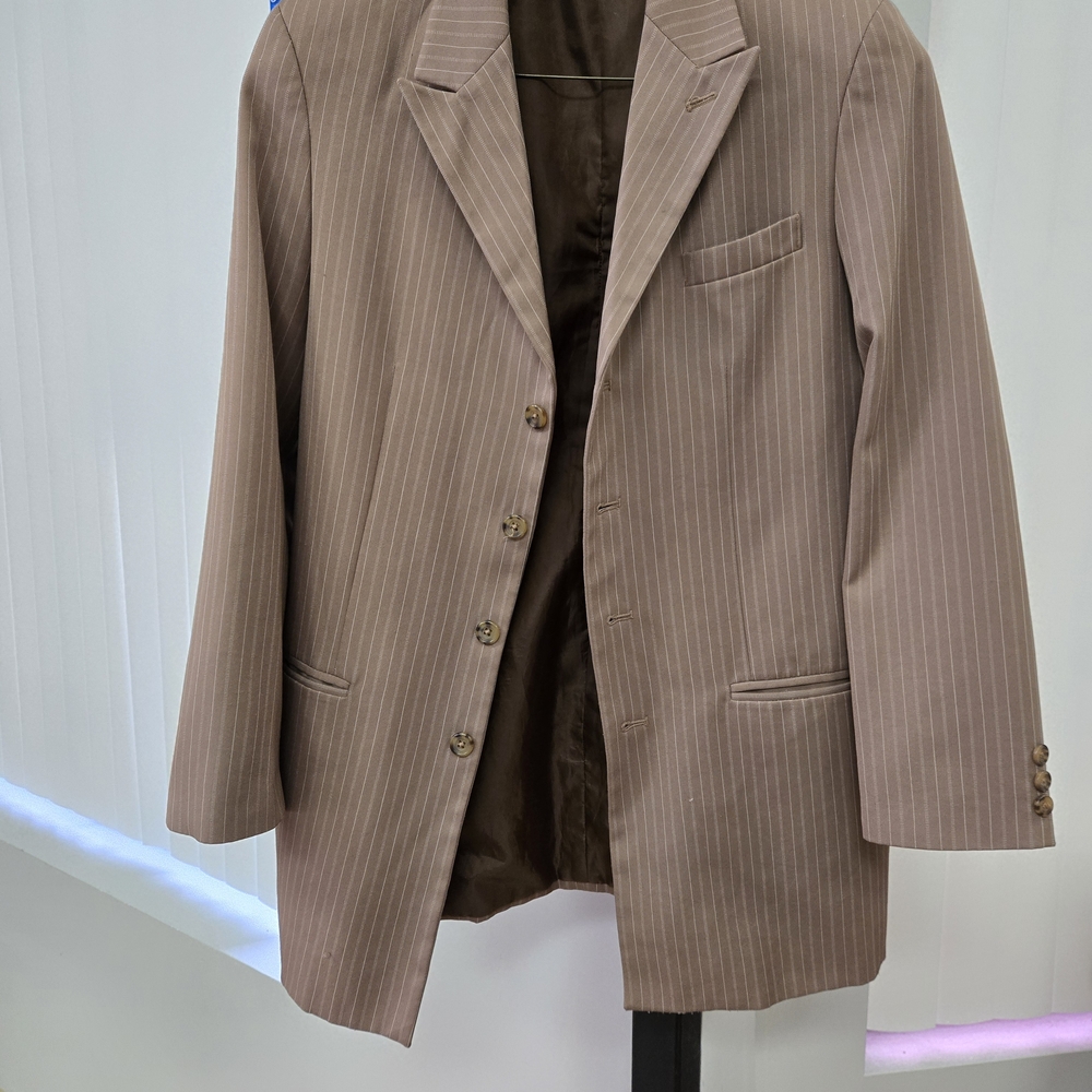 Stylish Tan Pinstripe Kids Blazer